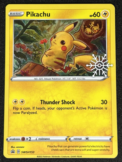 Pikachu SWSH153 SWSH Black Star Promo Holo Rare Pokemon Holiday Calendar Card NM - Image 1