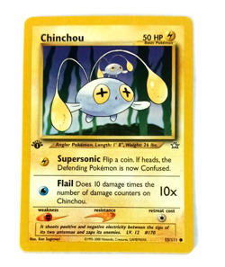2000 Vintage Pokemon Neo Genesis 1st Edition Card 55 Chinchou NM Condition - Image 3
