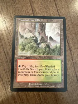 MTG Wooded Foothills Card Onslaught Regular English, Lightly Played - Image 1
