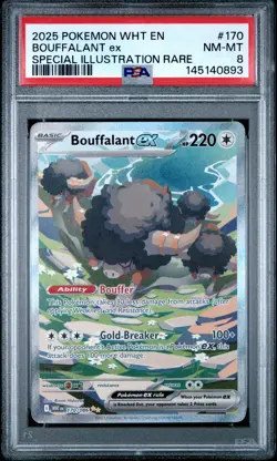 2025 POKEMON WHT EN-WHITE FLARE #170 BOUFFALANT ex SIR PSA 8 - Image 1