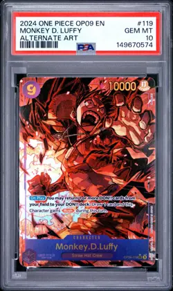 PSA 10 MONKEY D LUFFY OP09-119 SEC ALTERNATE ART ONE PIECE 😍 - Image 1
