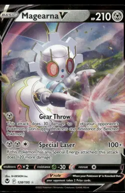 Pokemon Cards Magearna V 128/195 Silver Tempest Holo Rare V NM *2 - Image 1
