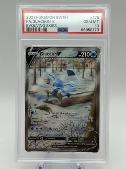 Pokemon Evolving Skies Glaceon V 175/203 Alternative Art Card PSA 10 Gem Mint - Image 1