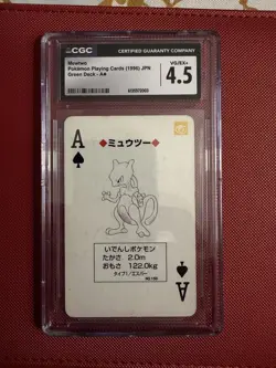 Pokemon Green Mewtwo Ace Spades Playing Poker Card 1996 CGC 4.5 - Image 1