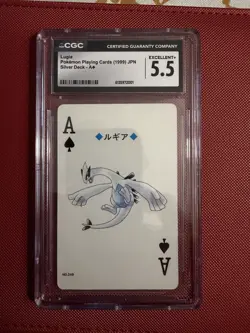 2000 POKEMON SILVER VERSION PLAYING CARDS ACE OF SPADES LUGIA CGC 5.5 - Image 1