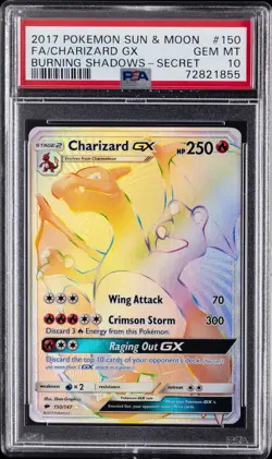 2017 POKEMON SUN & MOON BURNING SHADOWS SECRET #150 FULL ART/CHARIZARD GX PSA 10 - Image 1