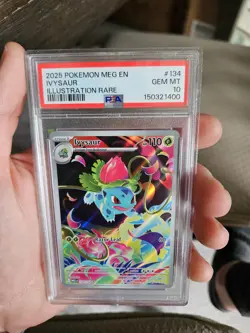 Pokemon TCG Ivysaur #134 Mega Evolutions Illustration Rare, NM Condition PSA 10 - Image 1