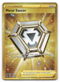 Metal Saucer NM Secret GOLD 214/202 Swsh01: Sword & Shield Pokemon TCG Holo - Image 1