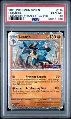 2025 POKEMON SVI EN-SCARLET & VIOLET #114 LUCARIO PSA 10 - Image 1