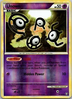 Unown 51/102 Uncommon HGSS Triumphant Pokemon Reverse Holo Lightly Played - Image 1