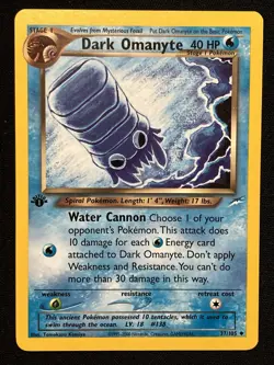 Dark Omanyte NM 37/105 1st Edition Neo Destiny Pokemon TCG Regular - Image 1
