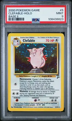 2000 POKEMON BASE SET 2#5 CLEFABLE-HOLO PSA 9 - Image 1