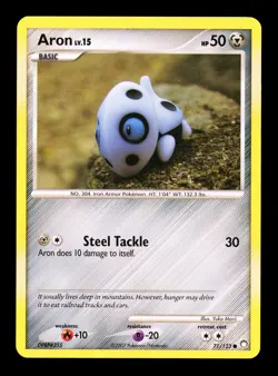 2007 Pokemon Mysterious Treasures Aron 71/123 LP - Image 1