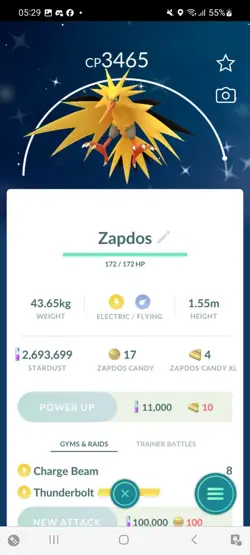 Pokemon Go Shiny Legendary Zapdos (High CP) - Image 1
