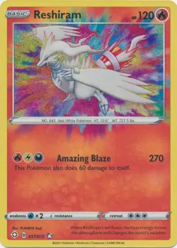 Reshiram Shining Fates Amazing Rare 017/072 2021 Pokemon TCG NM - Image 1