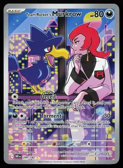 Team Rocket's Murkrow 200/182 Illustration Rare Destined Rivals Pokemon Card - Image 1