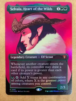 MTG 1x FOIL BORDERLESS Selvala, Heart of the Wilds 681 Commander Masters x1 NM - Image 1