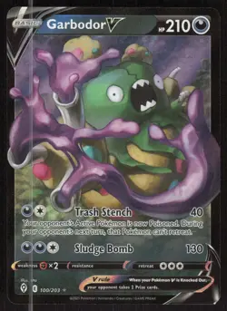 Pokemon TCG SWSH07: Evolving Skies #100/203 Garbodor V NM - Image 1