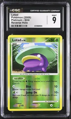 CGC 9 MINT Lotad SH4 Platinum Reverse Holo Pokemon Card - Image 1