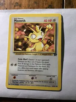 Pokemon Regular Meowth Card 62/82 Common, Unlimited Edition - Image 1