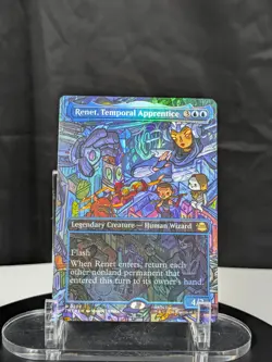 MTG Renet Temporal Apprentice BORDERLESS FOIL NM TMNT TMT #0202 Rare Full Art - Image 1