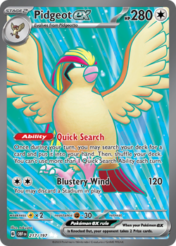 PIDGEOT EX 217/197 ULTRA RARE OBSIDIAN FLAMES POKEMON NEAR MINT - Image 1