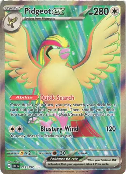 PIDGEOT EX 217/197 ULTRA RARE OBSIDIAN FLAMES POKEMON NEAR MINT - Image 2