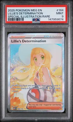 2025 POKEMON MEG EN-MEGA EVOLUTION #184 LILLIE'S DETERMINATION PSA 9 - Image 1