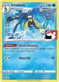 1x Inteleon (43, #043/198) - Holofoil NM Eng Pokemon - Prize Pack Series - Image 1