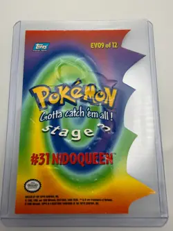 NM! Nidoqueen #31 Topps TV Animation Die Cut EV09 Of 12 Blue Logo Pokemon - Image 2