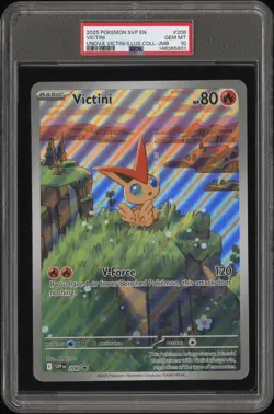 2025 POKEMON SVP UNOVA VICTINI ILLUSTRATION COLLECTION JUMBO #208 VICTINI PSA 10 - Image 1