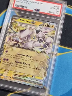 2023 Pokemon Paradox Rift English Mewtwo ex #058 PSA 10 - Image 2