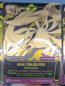 NINE-TAILED FOX - 134/130 Secret Gold 1st Ed - Naruto Mythos TCG DNA Cards - Image 1