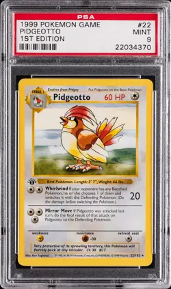 1999 POKEMON GAME 1ST EDITION #22 PIDGEOTTO PSA 9 - Image 1