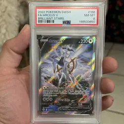 Pokemon TCG Arceus V Full Art Ultra Rare Holo 166/172 Brilliant Stars PSA 8 - Image 1