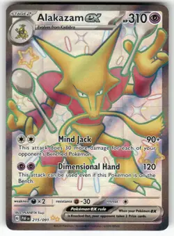 Alakazam ex 215/091 Shiny Ultra Rare Paldean Fates Pokemon Moderately Played - Image 1