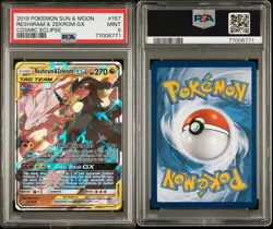 2019 POKEMON SUN & MOON COSMIC ECLIPSE #157 RESHIRAM & ZEKROM GX PSA 9 - Image 1