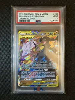 2019 POKEMON SUN & MOON COSMIC ECLIPSE #157 RESHIRAM & ZEKROM GX PSA 9 - Image 4