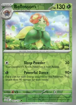 Bellossom 003/197 Uncommon Obsidian Flames Pokemon Reverse Holo Near Mint - Image 1