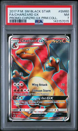 2017 POKEMON SM GX PREMIUM COLLECTION #SM60 FULL ART/CHARIZARD GX PSA 7 - Image 1