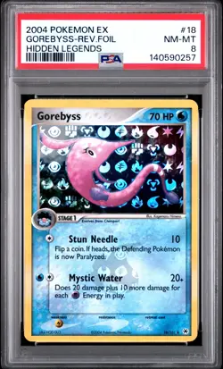 2004 POKEMON EX HIDDEN LEGENDS #18 GOREBYSS-REVERSE FOIL PSA 8 - Image 1