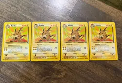 Raichu X 4 Pokemon Fossil Red Logo English Rare 1999-2000 Australian Print - Image 1