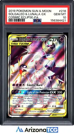 Pokemon 2019 Solgaleo & Lunala GX 216/236 Alt Art Cosmic Eclipse GEM MINT PSA 10 - Image 1