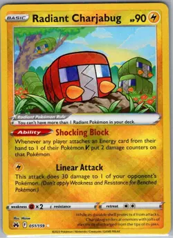 Radiant Charjabug 051/159 - Crown Zenith - Pokemon Card - NM - Image 1