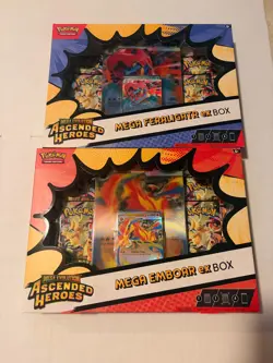 Pokemon Ascended Heroes Mega Feraligatr & Emboar EX Box / DUO PAIR - Image 1