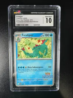 CGC GEM 10 - Feraligatr 213 Pokemon Illustration Contest 2024 Black Star Promo - Image 1