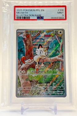 2025 Pokemon PFL EN-PHANTASMAL FLAMES ILLUSTRATION RARE #106 MEOWTH PSA 9 - Image 1