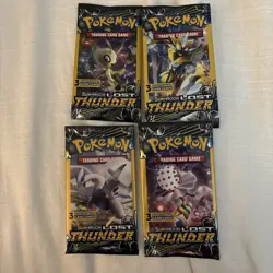 Pokemon Sun & Moon Lost Thunder (4) 3-Card Booster Packs Art Set 2018 Sealed - Image 1