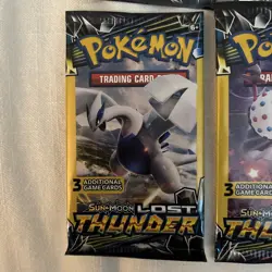 Pokemon Sun & Moon Lost Thunder (4) 3-Card Booster Packs Art Set 2018 Sealed - Image 2