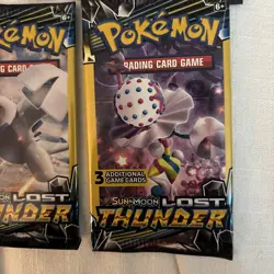 Pokemon Sun & Moon Lost Thunder (4) 3-Card Booster Packs Art Set 2018 Sealed - Image 3